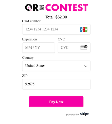 Stripe checkout screen