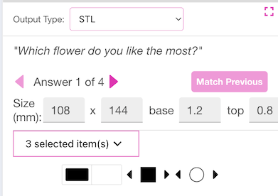 Manual STL size choices